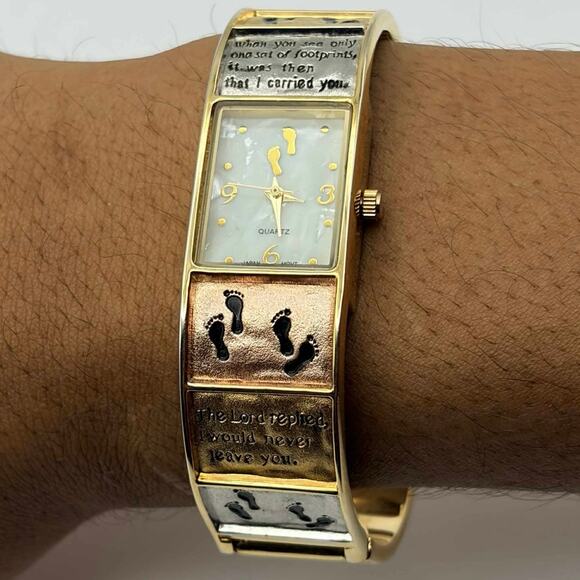 Gold Lord Footprint Cuff Watch - Picture 1 of 4